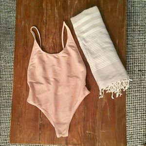 Billabong pink ribbed bathing suit